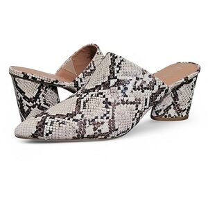 ROHB Willow Cream and Black Mules with Wedge Heel